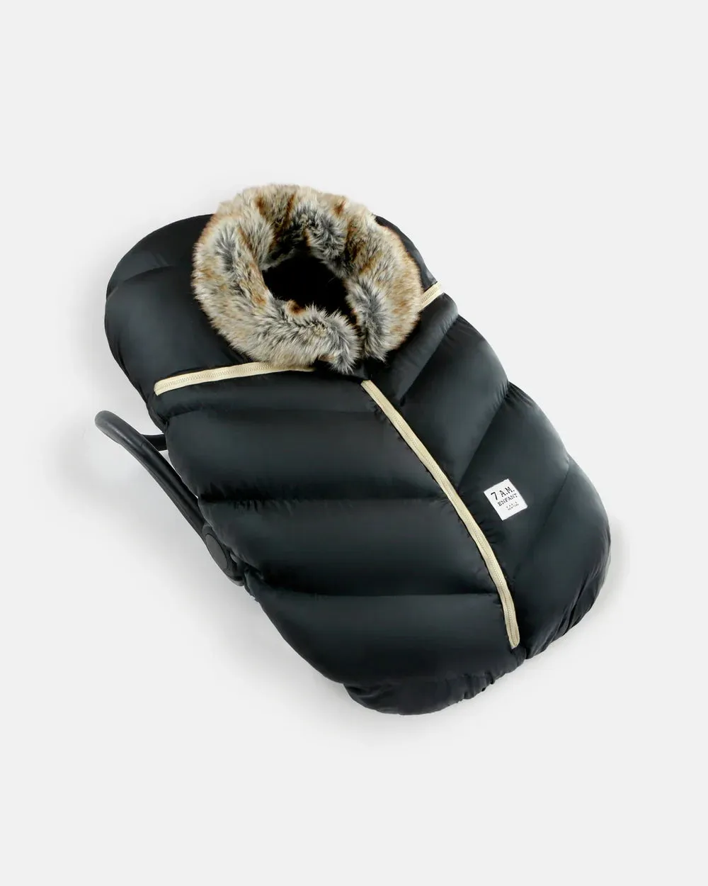 7 A.M Car Seat Cocoon-Tundra - Black Faux Fur