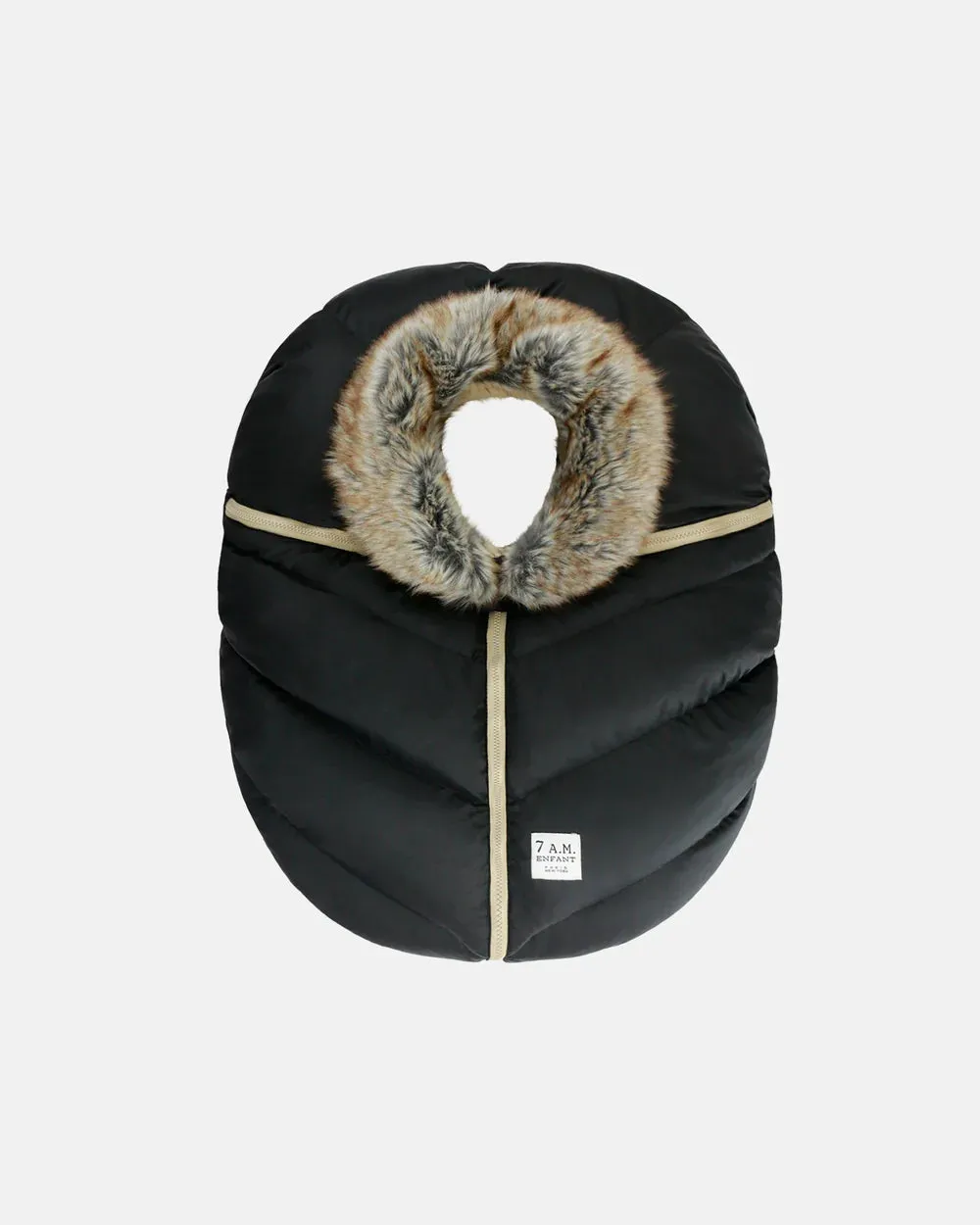 7 A.M Car Seat Cocoon-Tundra - Black Faux Fur