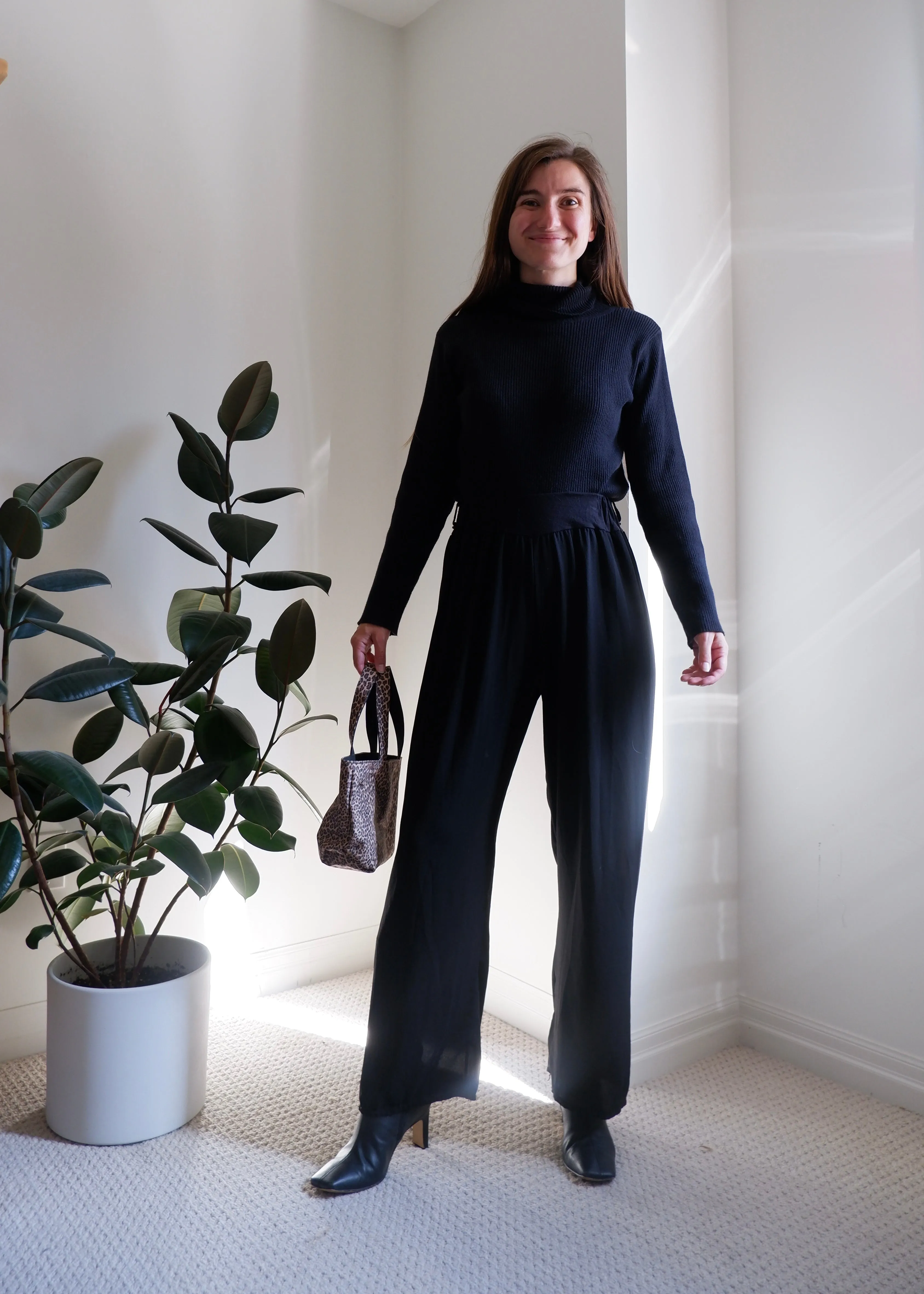 90s Black Flowy Wide Leg Trousers - XS/S