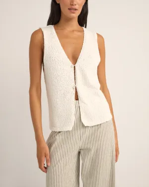 Adele Longline Knit Vest in White