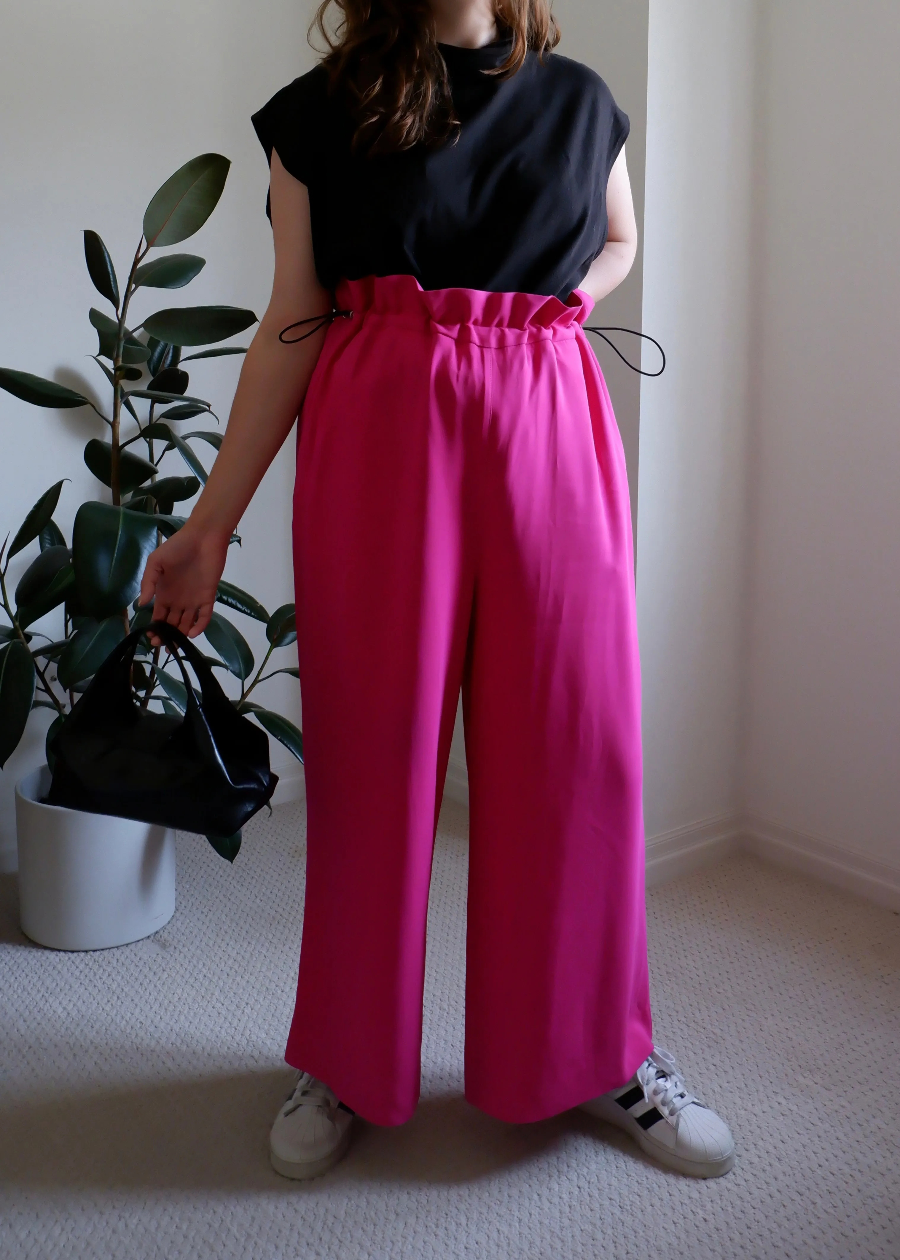 AMI Fuchsia Wide Leg Flowy Trousers - L/XL 