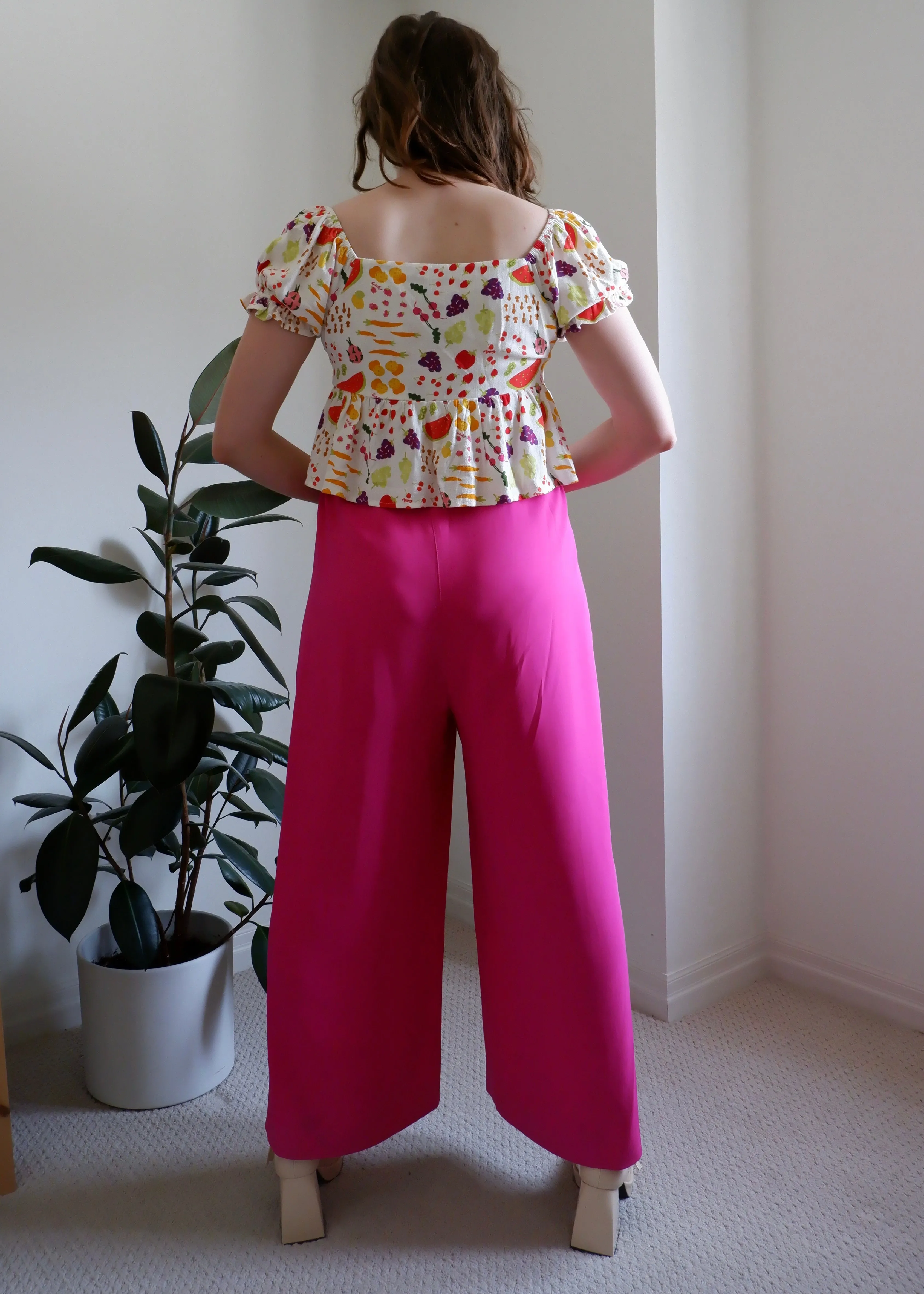 AMI Fuchsia Wide Leg Flowy Trousers - L/XL 