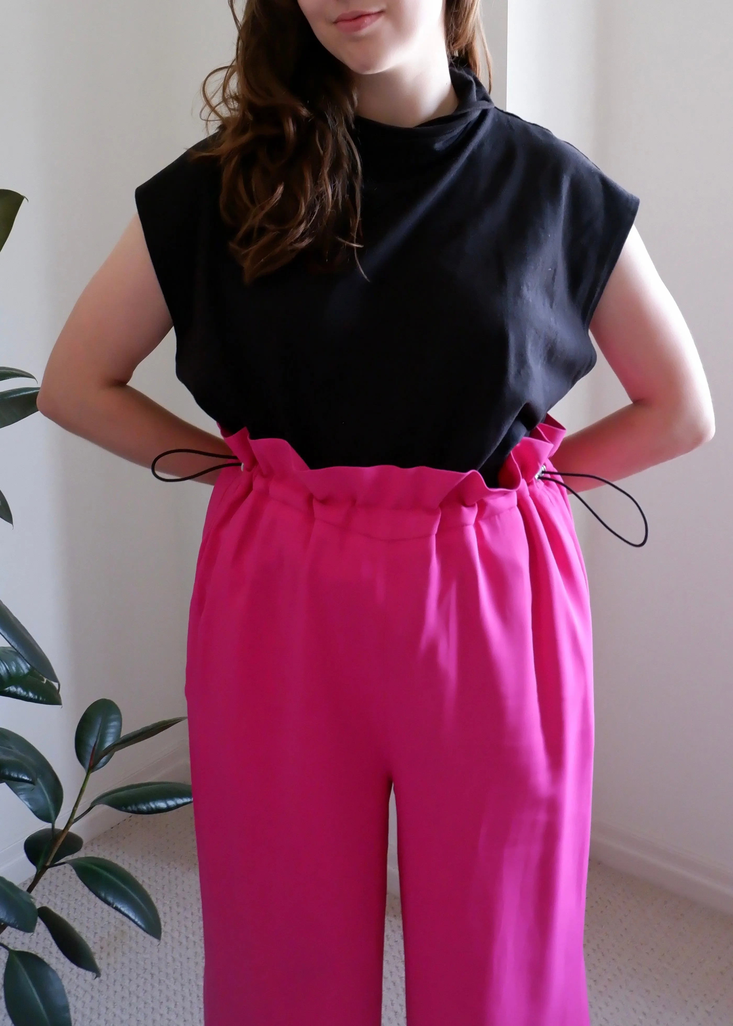 AMI Fuchsia Wide Leg Flowy Trousers - L/XL 