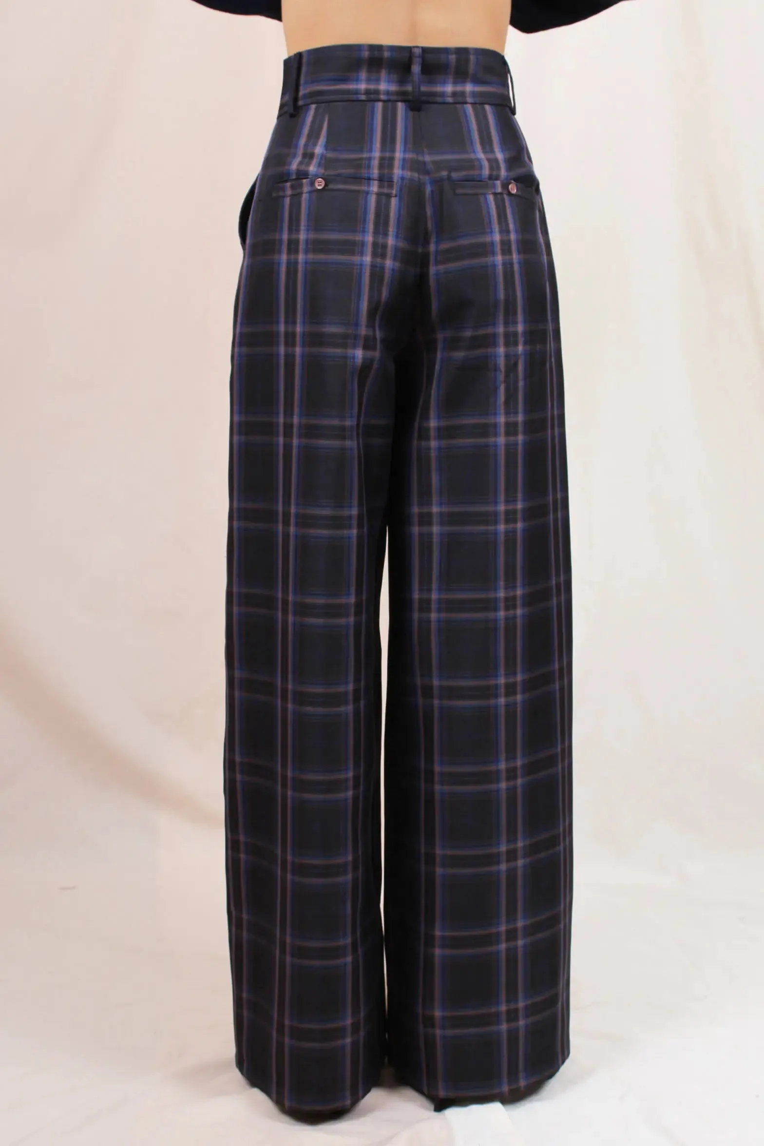 Anderson Wide Leg Plaid Trousers