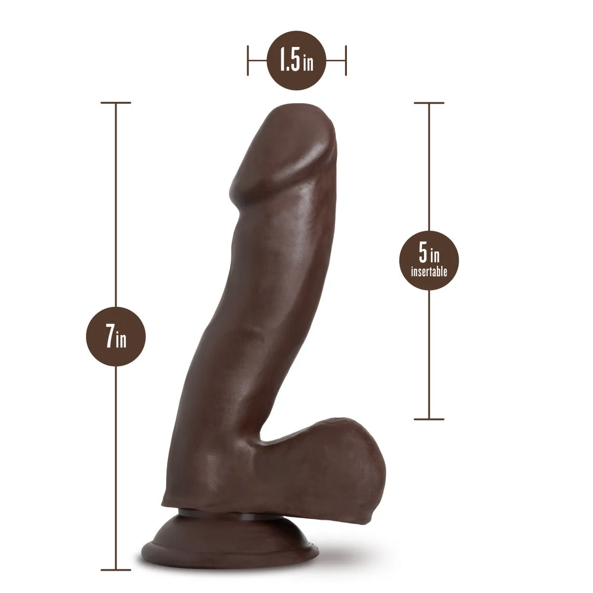 Au Naturel By Blush® | Troy Realistic Chocolate 6.5-Inch Long Dildo With Balls & Suction Cup Base