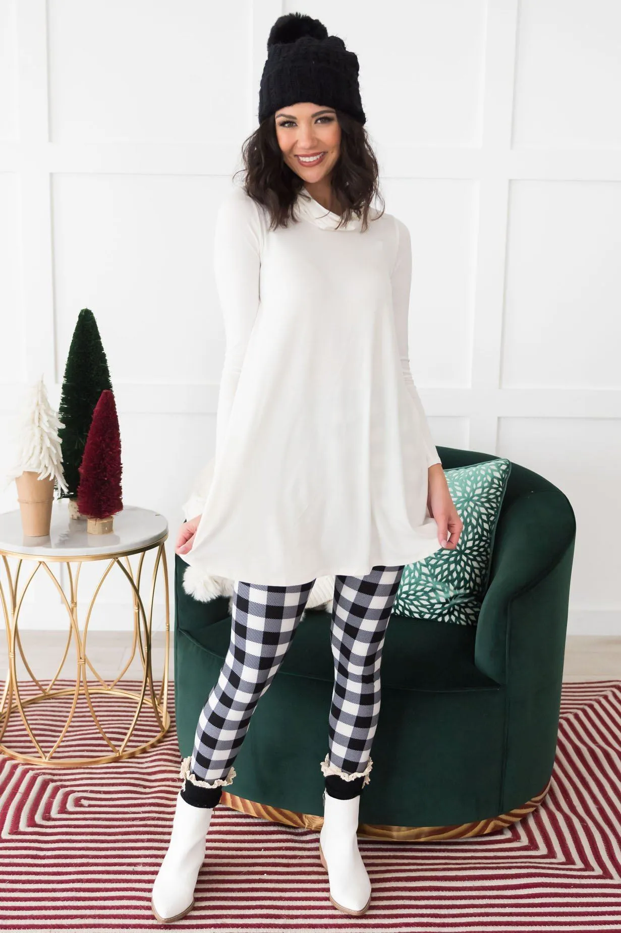 Black & White Plaid Christmas Leggings