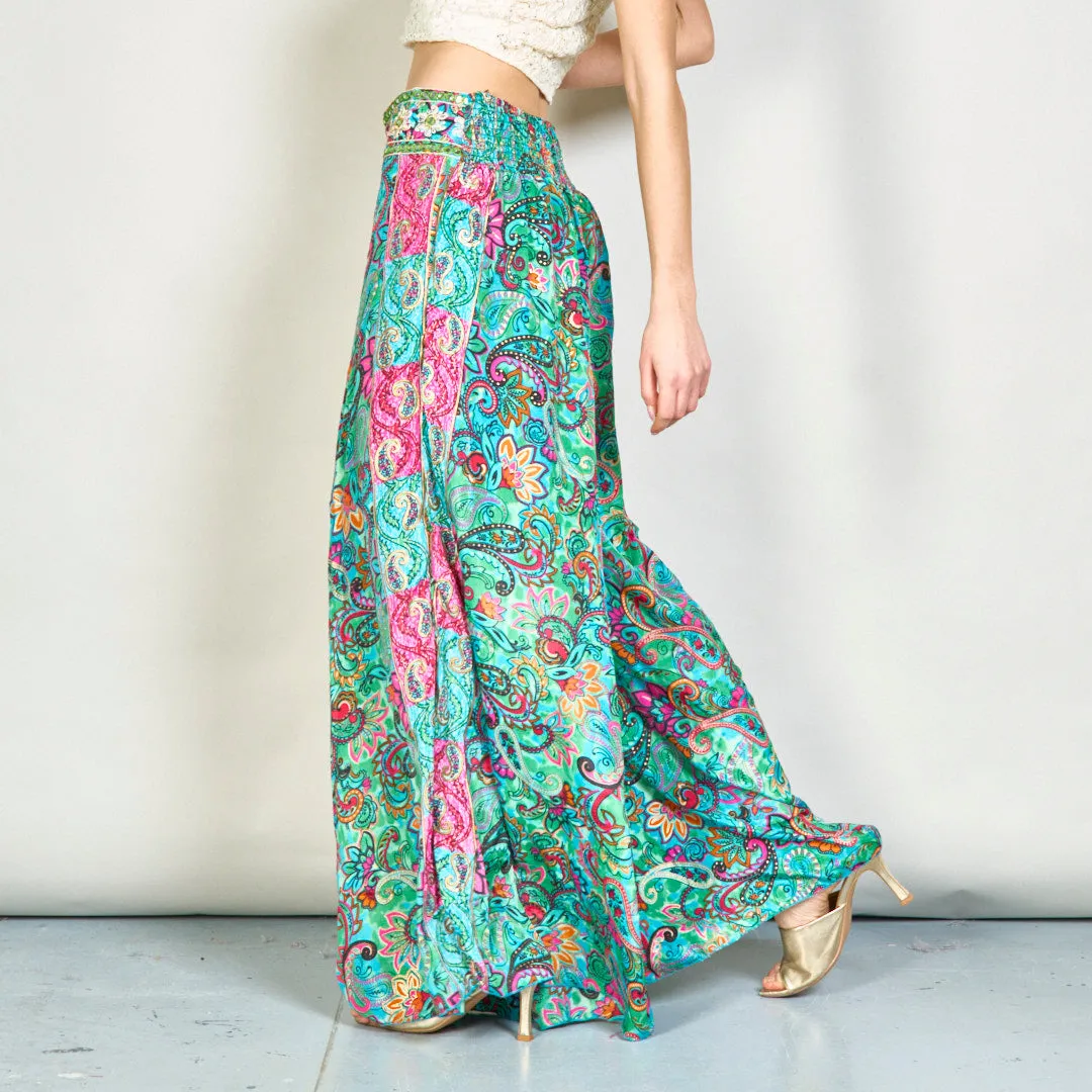 Bohemian paisley print wide-leg trousers wholesale