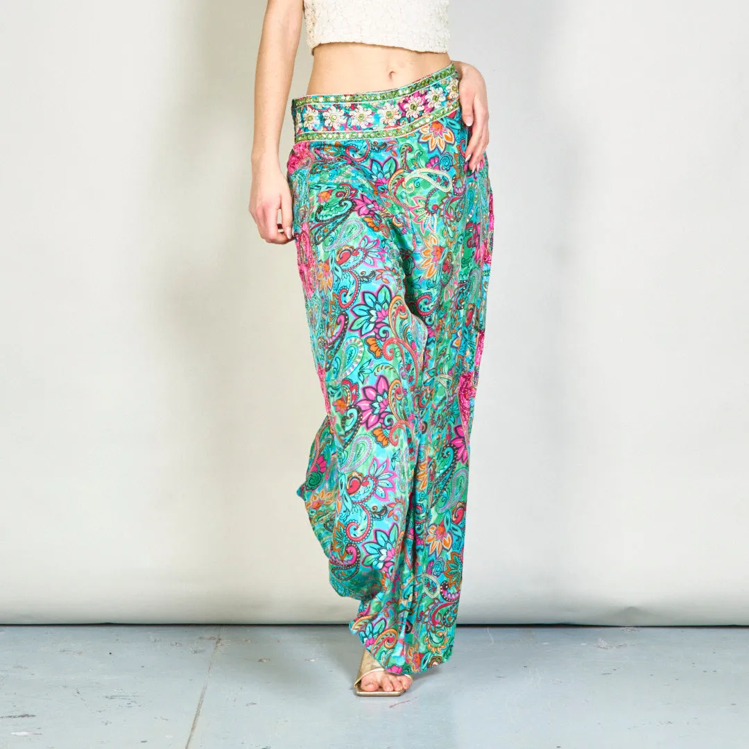 Bohemian paisley print wide-leg trousers wholesale