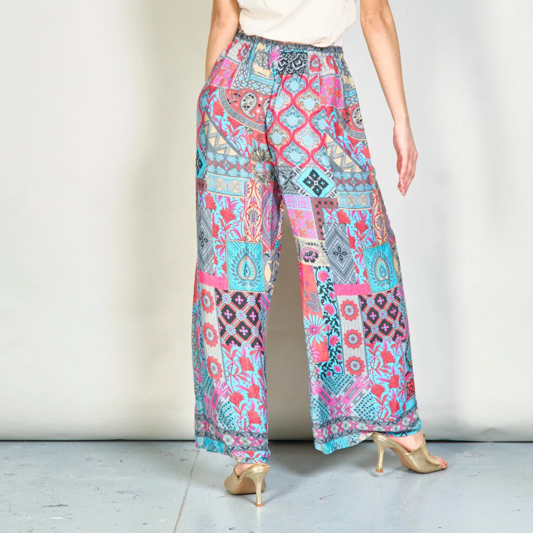 Boho wide-leg trousers with drawstring wholesale