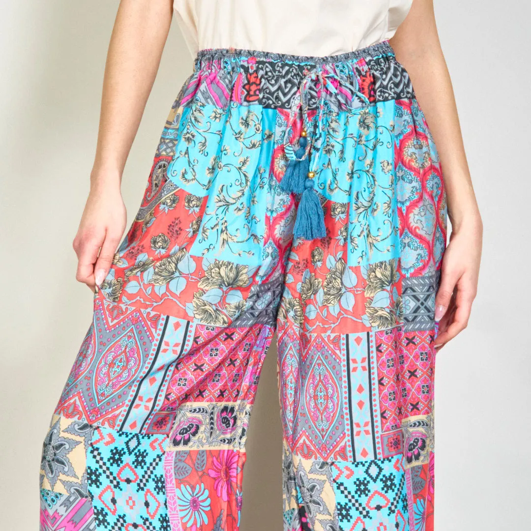 Boho wide-leg trousers with drawstring wholesale