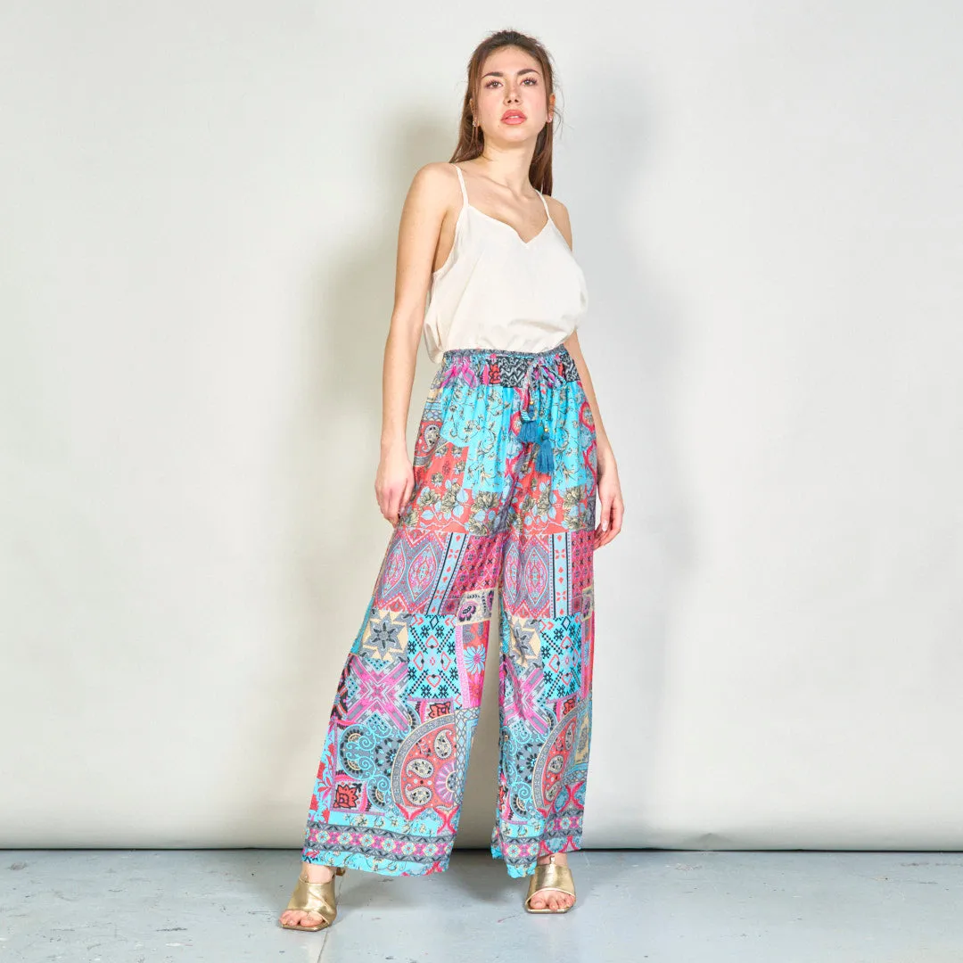 Boho wide-leg trousers with drawstring wholesale