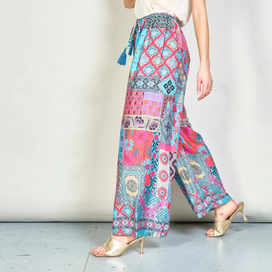 Boho wide-leg trousers with drawstring wholesale