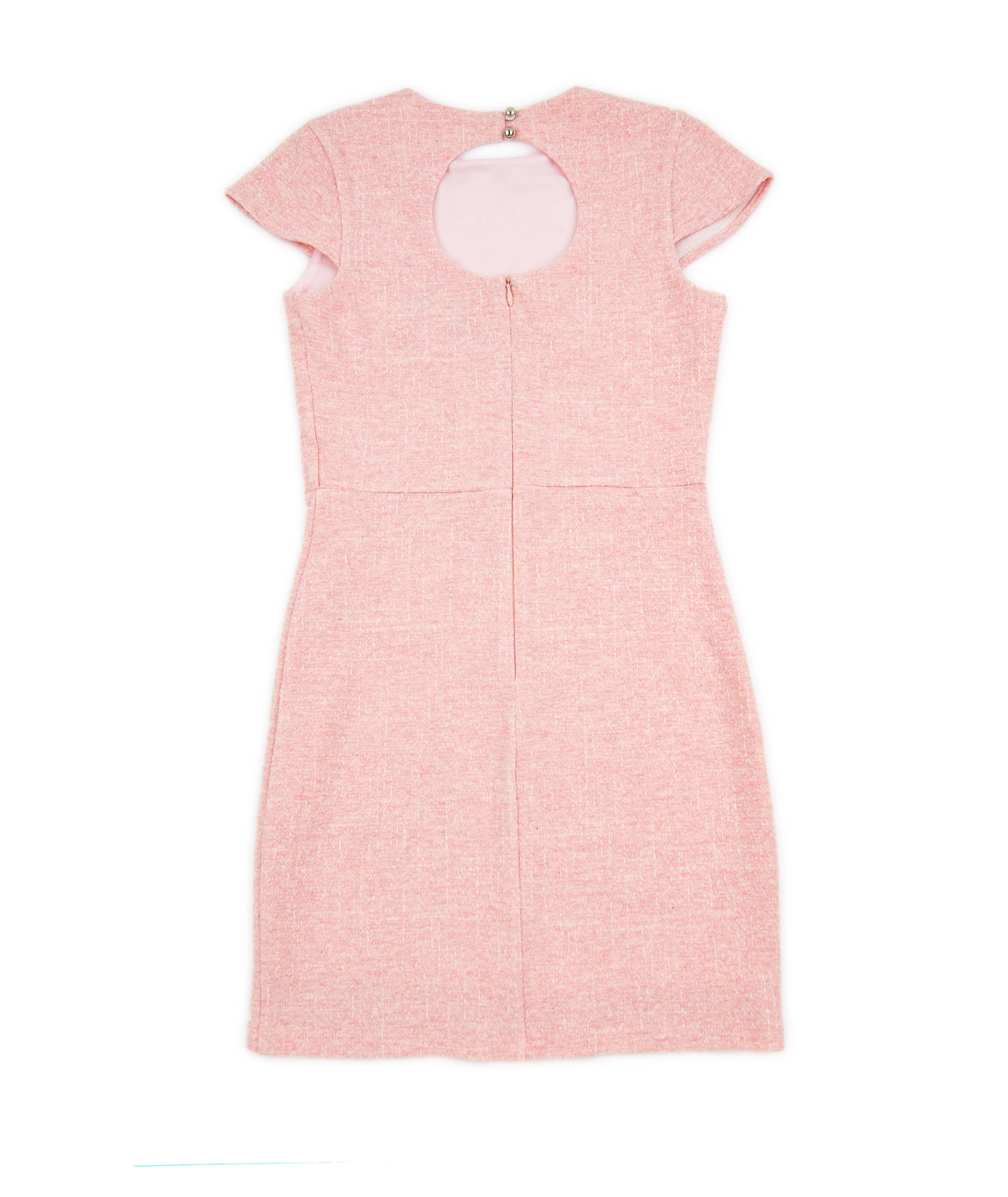 By Debra Girls Pink Boucle Keyhole Back Sheath Dress