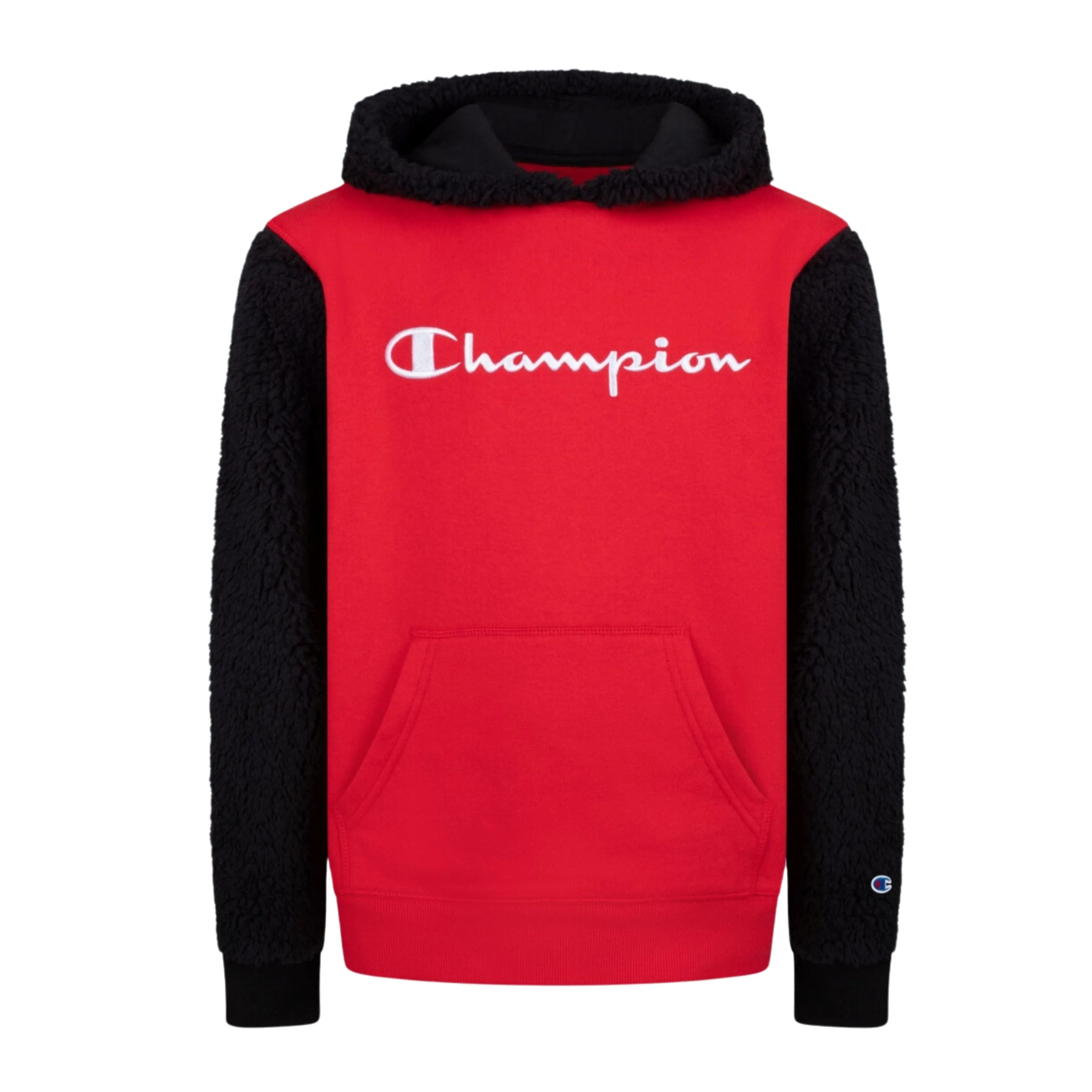 CHAMPION - KIDS - Sherpa Color blocked Logo Hoodie