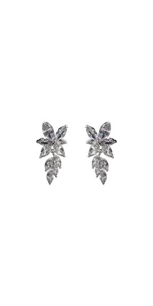 Cluster Stone Drop Cubic Zirconia Earrings