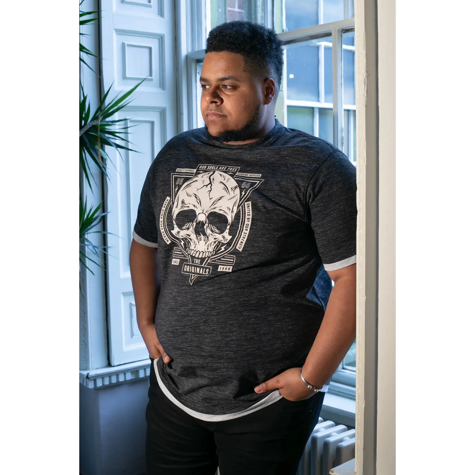 D555 Mens Darren Big & Tall Skull Printed T-Shirt