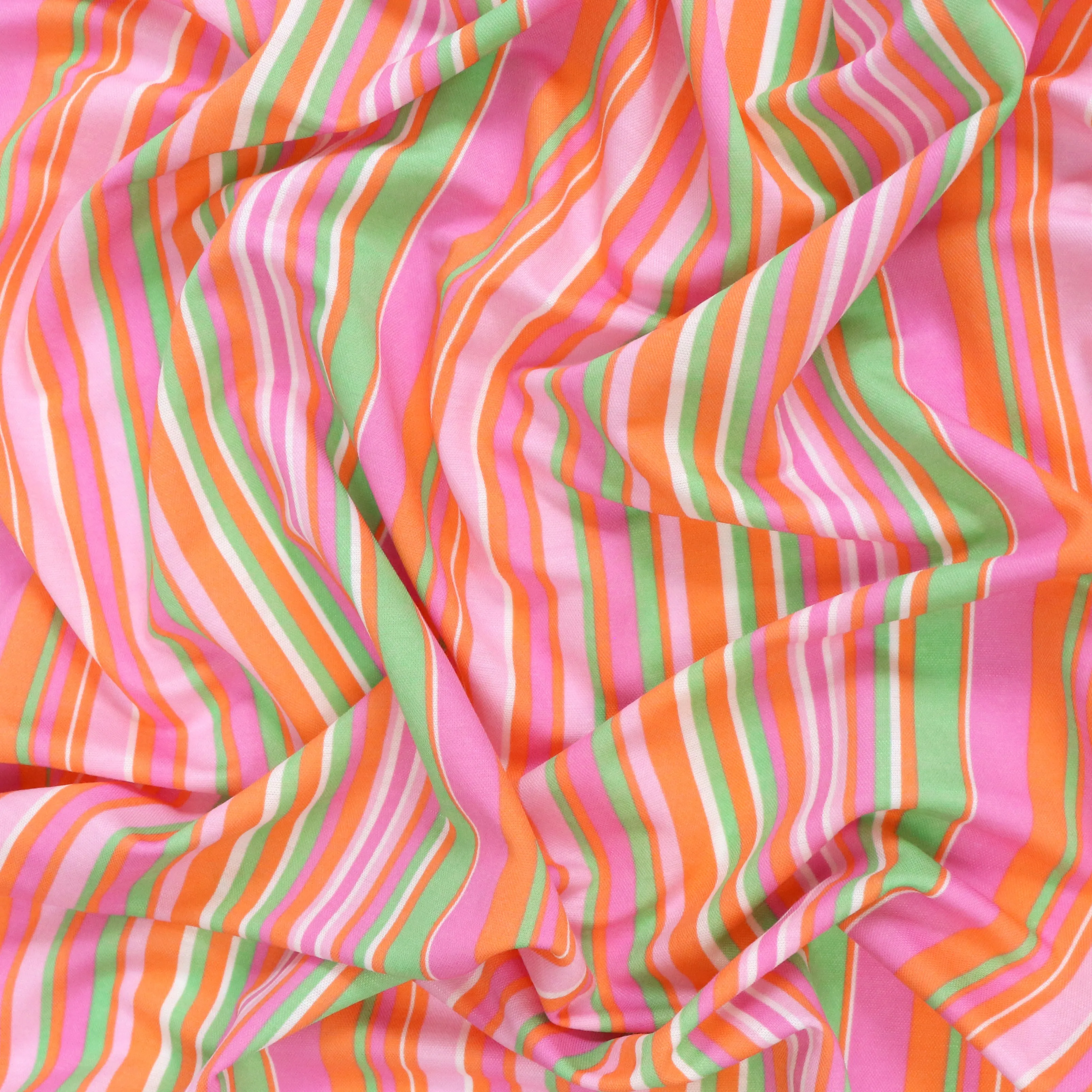 Deadstock Viscose Blend Pique - Stripes - Pink   Orange - SALE