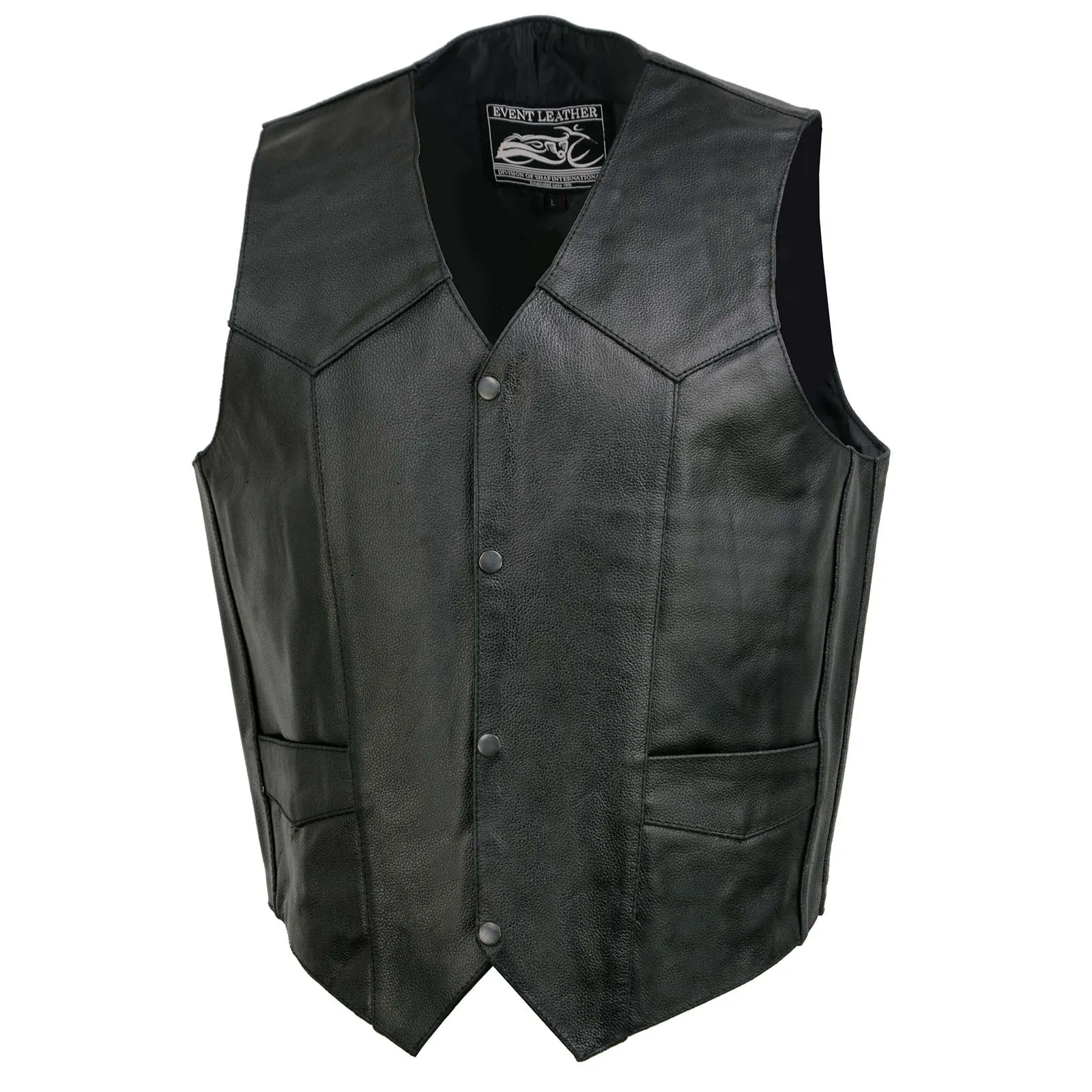 Event Leather EL5310 Black Motorcycle Leather Vest for Men - Riding