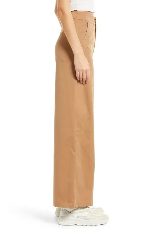 Finley Camel Brown Wide Leg Trousers