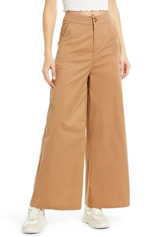 Finley Camel Brown Wide Leg Trousers