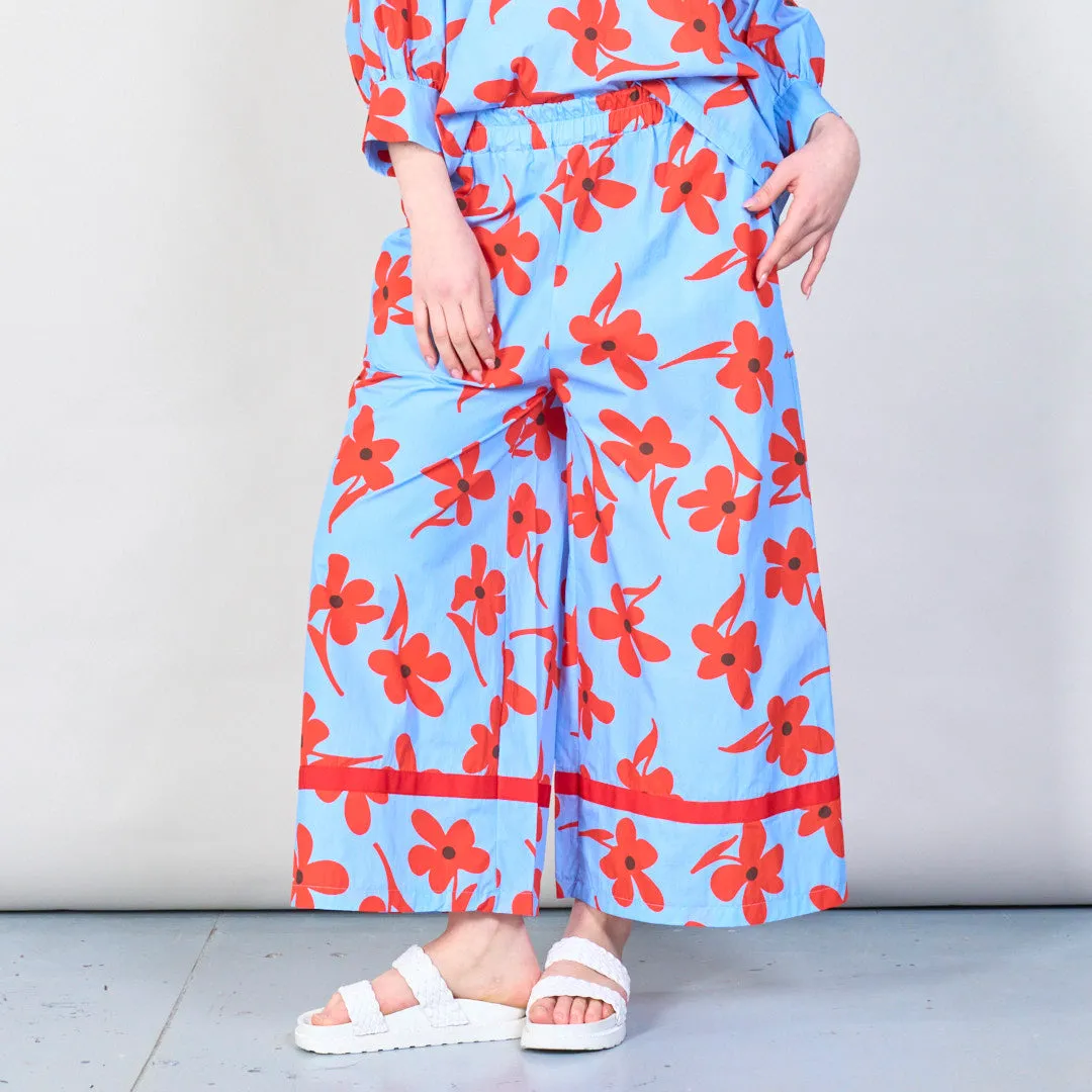 Floral print wide-leg trousers wholesale