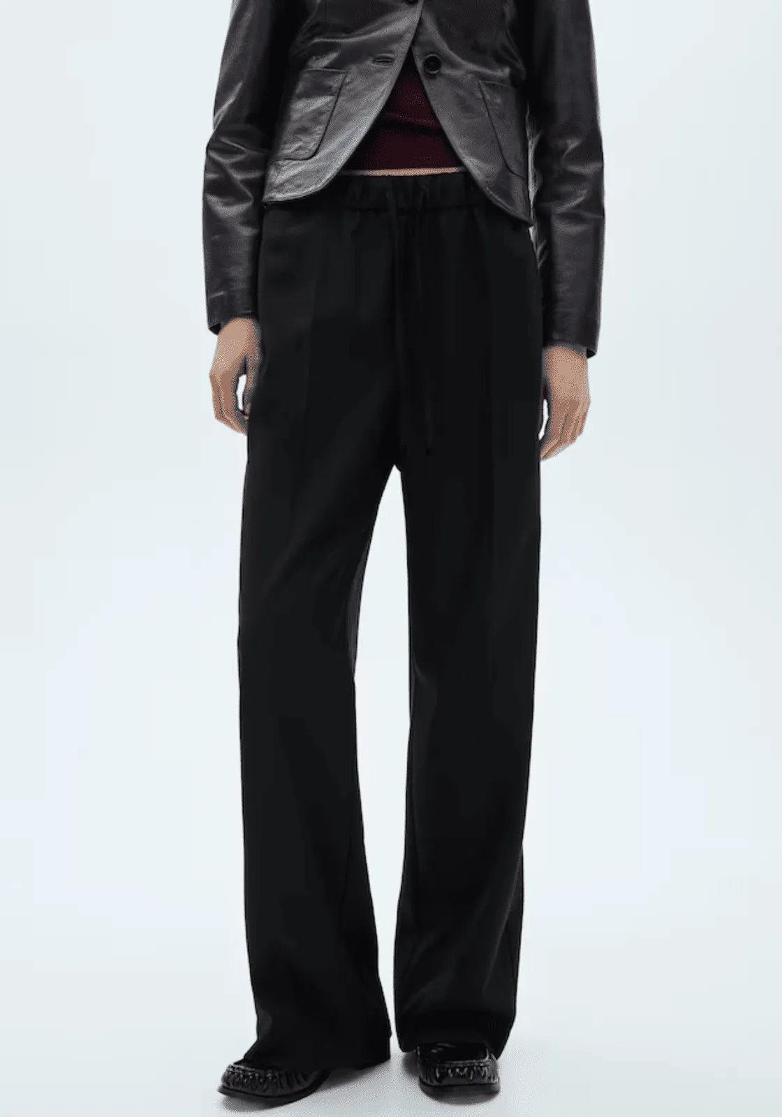 Flowy straight-fit trousers - Black