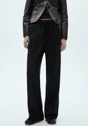 Flowy straight-fit trousers - Black