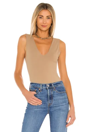 Free People Keep It Sleek Bodysuit in Tan