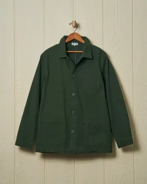 French Workman’s Jacket in Parks Department Green Herringbone