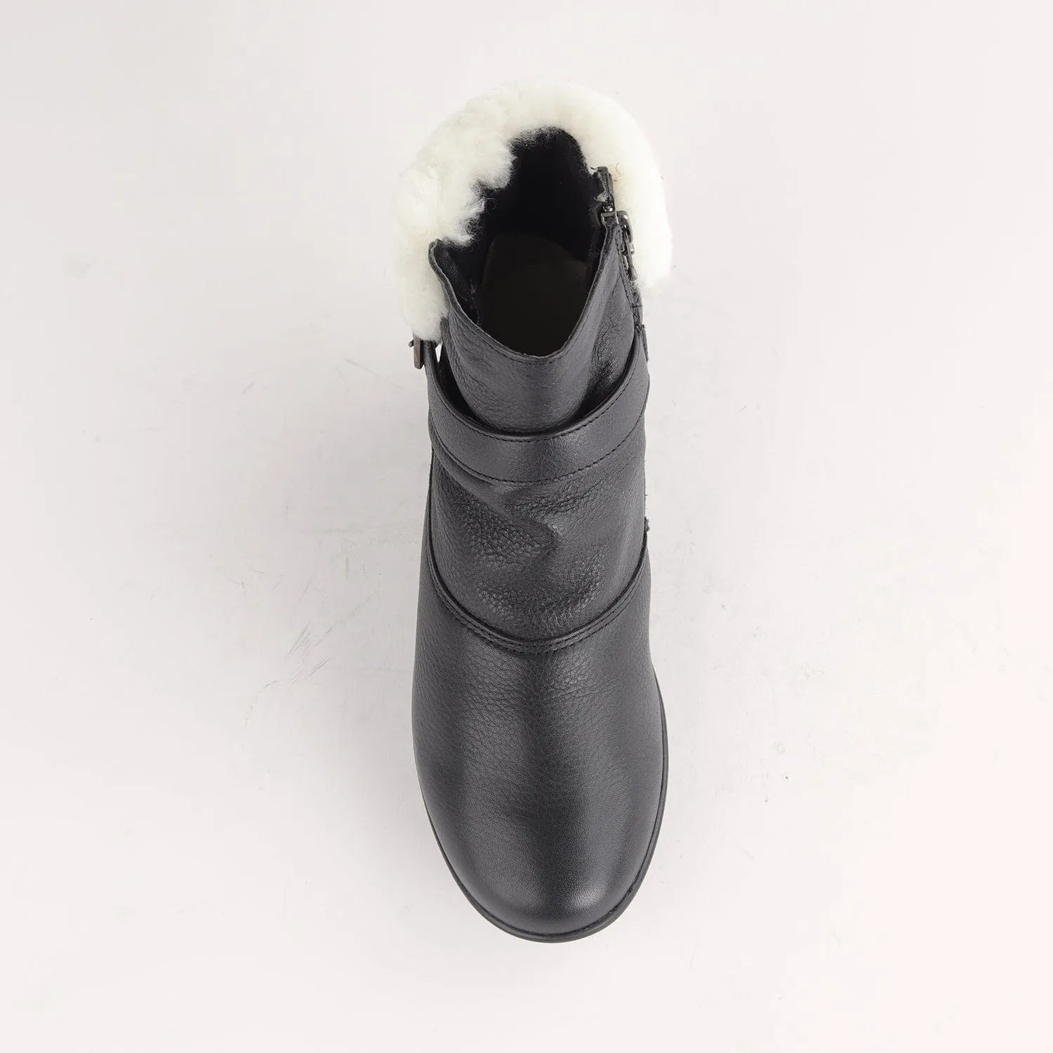 Fur Collar Ankle Boot in Black – 12460