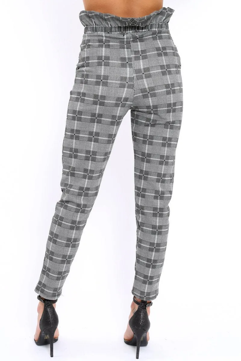 Gingham Long Legged Cigarette Trousers - Grayce