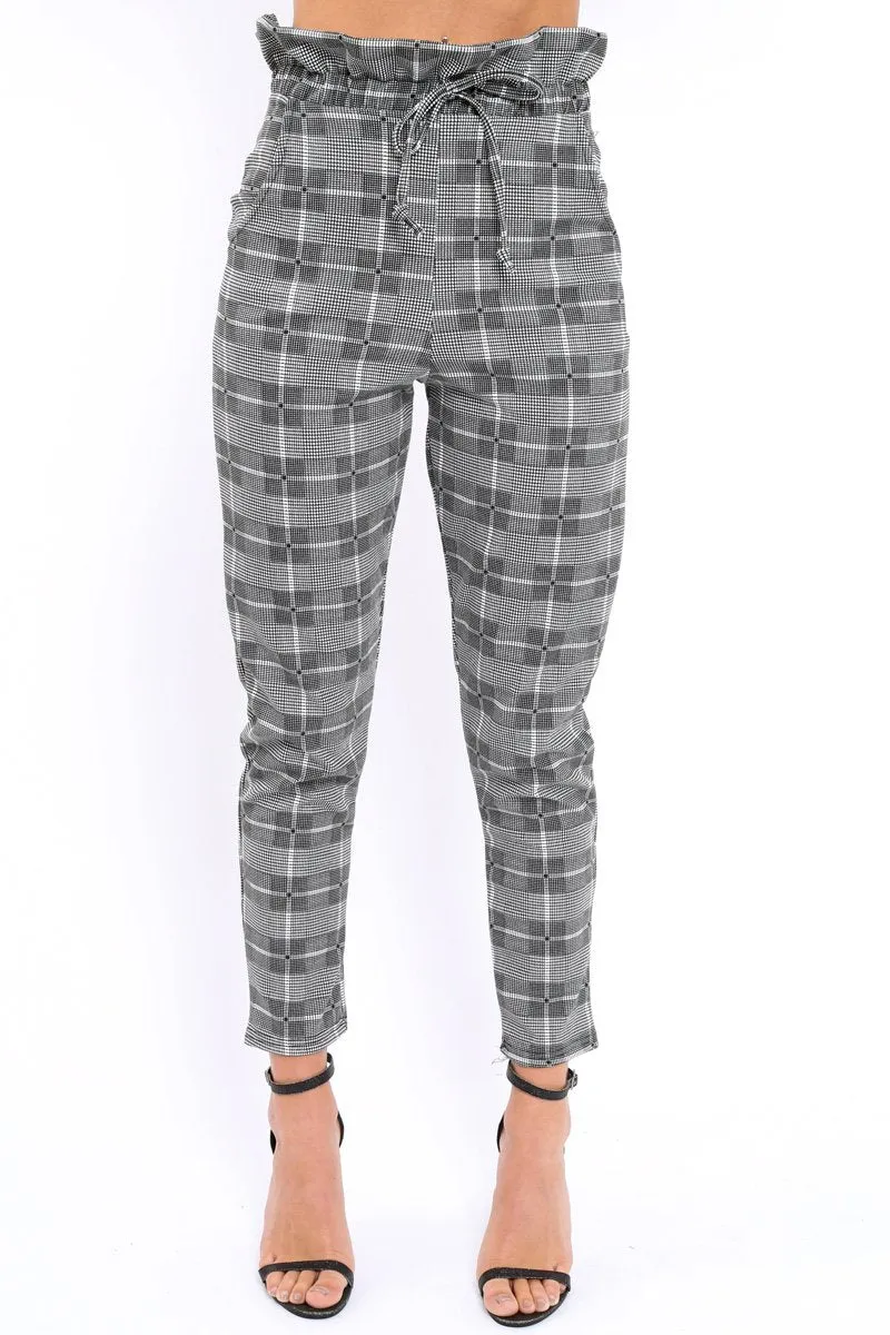 Gingham Long Legged Cigarette Trousers - Grayce