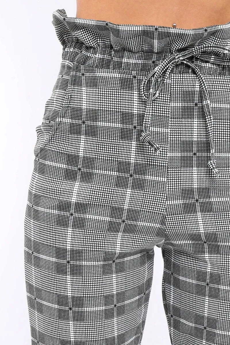 Gingham Long Legged Cigarette Trousers - Grayce