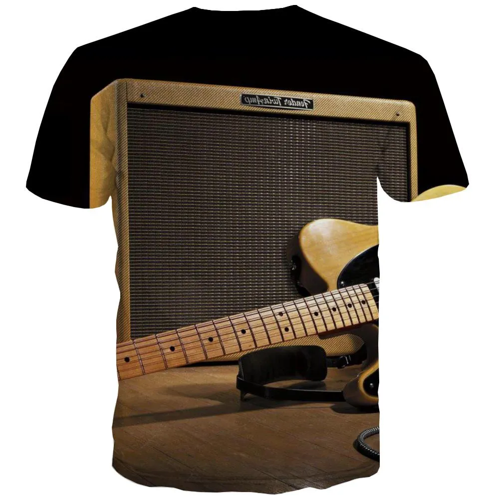 Guitar T shirts Men Music T-shirts 3d Wooden T shirts Funny Metal T-shirts Graphic