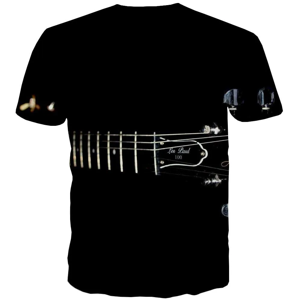 Guitar T shirts Men Music T shirts Funny Wooden Tshirts Novelty Metal T-shirts 3d