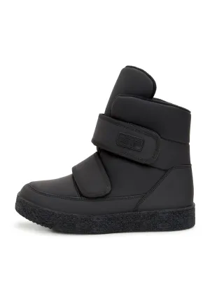 High-Top Winter Boots with Velcro Straps - Black