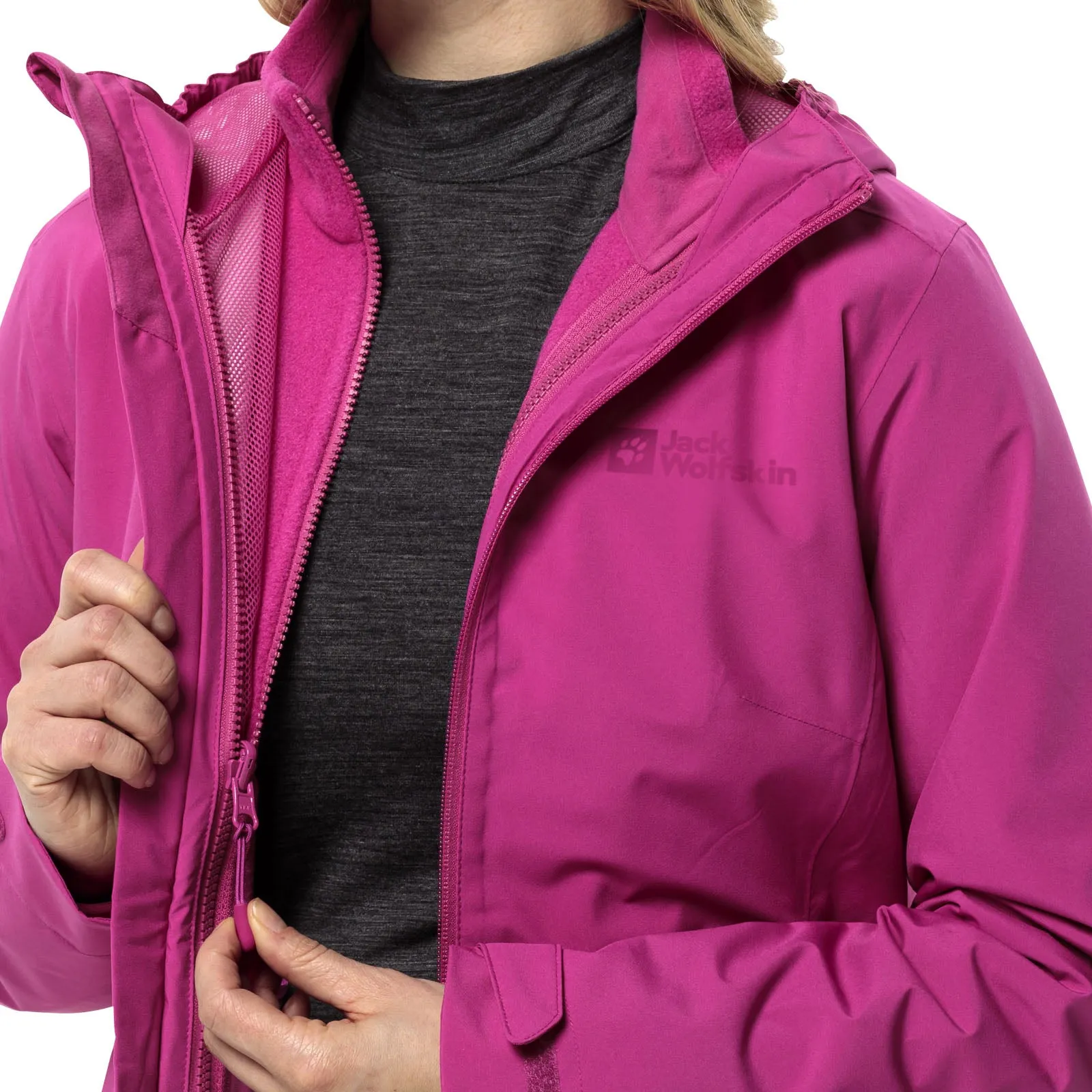 Jack Wolfskin Womens Moonrise 3 IN 1 Fleece Lined Waterproof Jacket