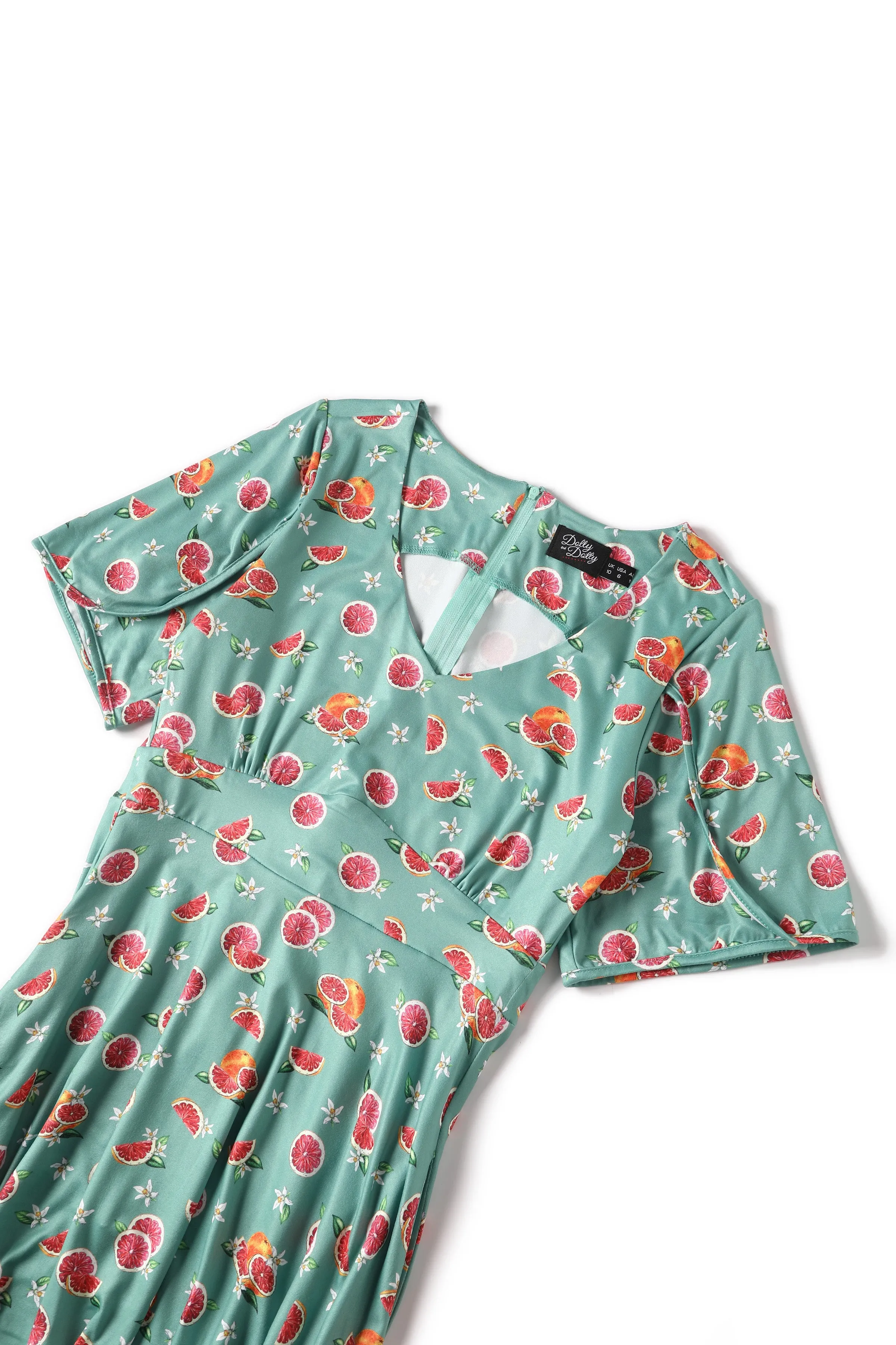 Janice Green Grapefruit Petal Sleeved Tea Dress