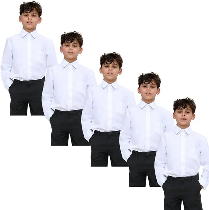 KHIM Kids Boys Pack of 5 Full Sleeve Half Sleeve School Shirts Plain White Sky Blue Dress Shirts 5-16 Years