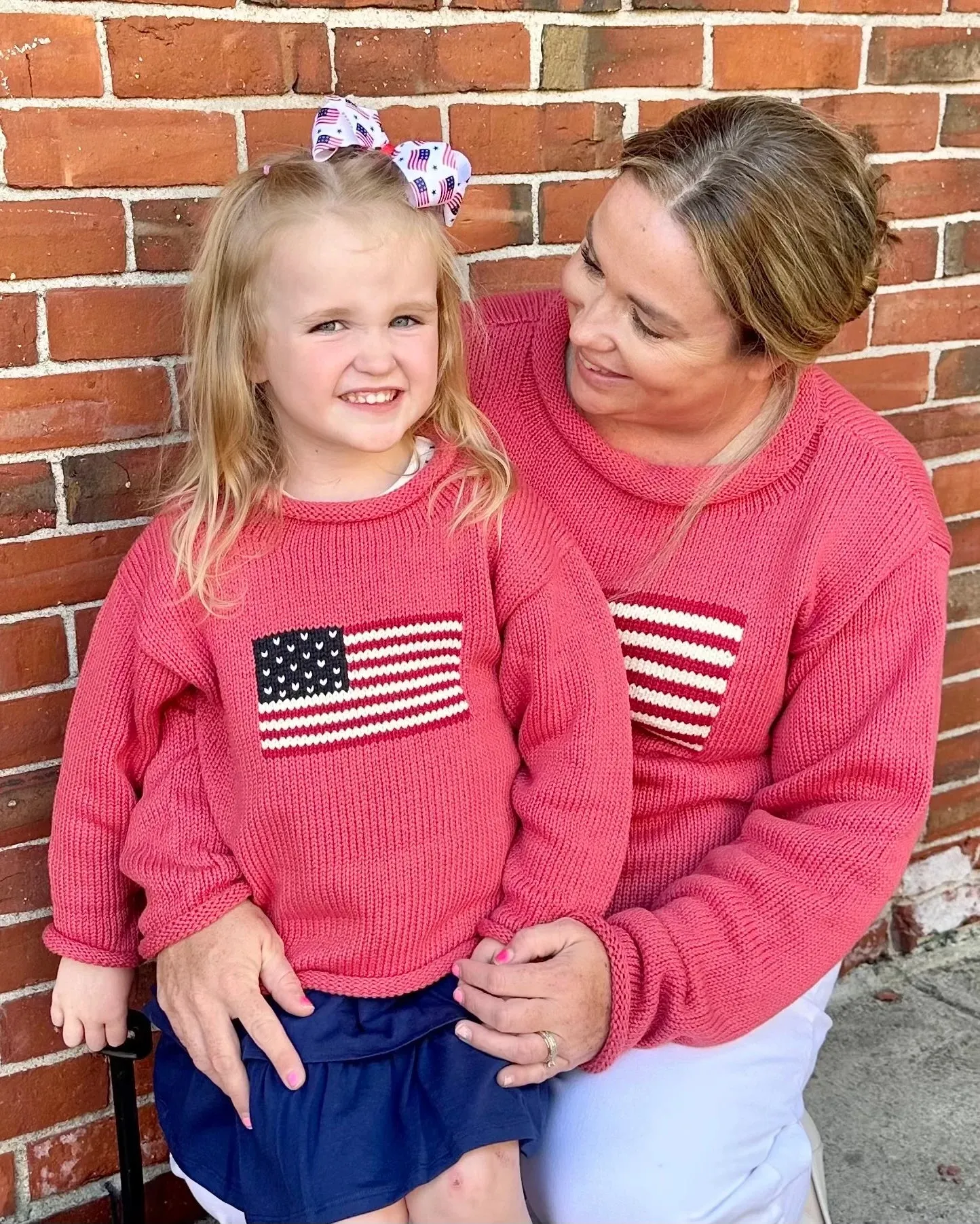 Ladies Nantucket Red American Flag Sweater