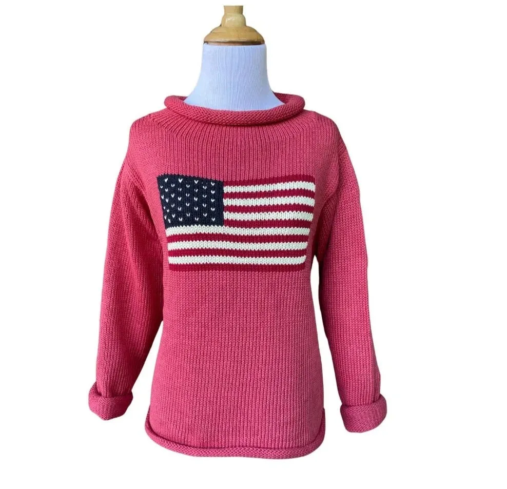 Ladies Nantucket Red American Flag Sweater