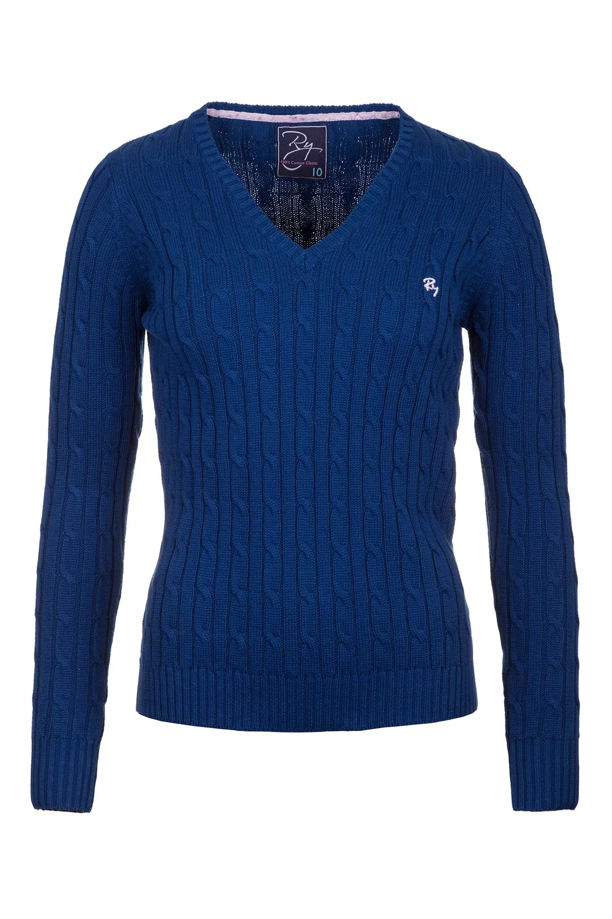 Ladies V Neck Cable Knit Jumper