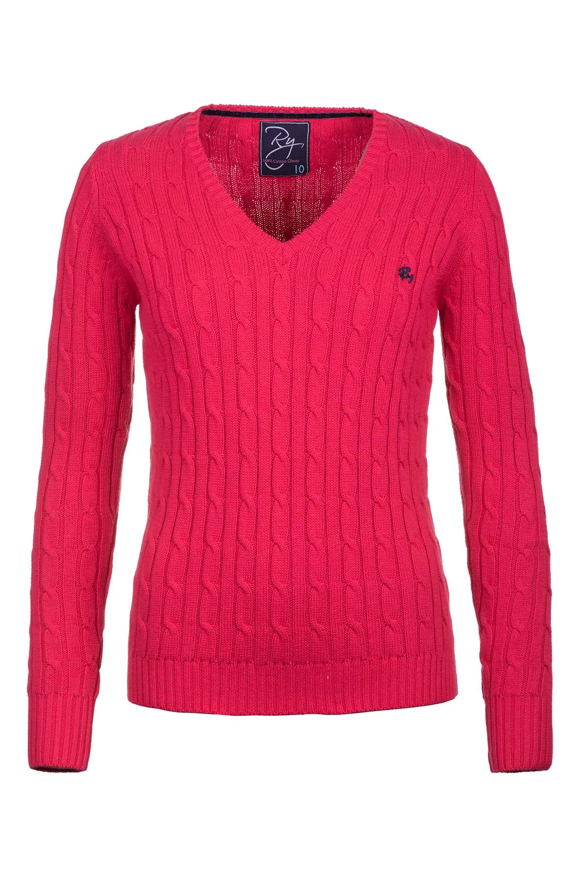 Ladies V Neck Cable Knit Jumper