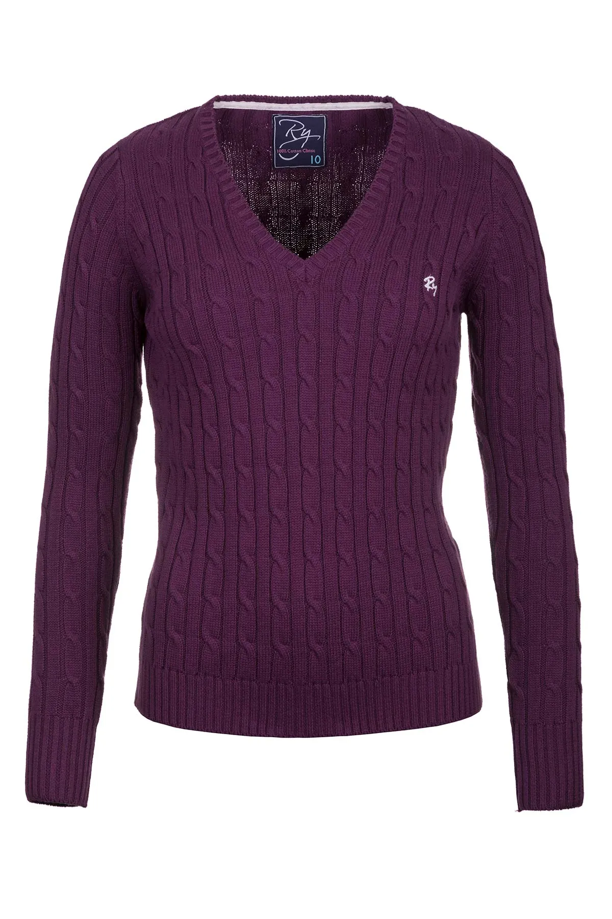 Ladies V Neck Cable Knit Jumper