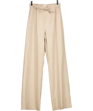 MANGO Beige Wideleg Trousers With Elastic Waist UK S