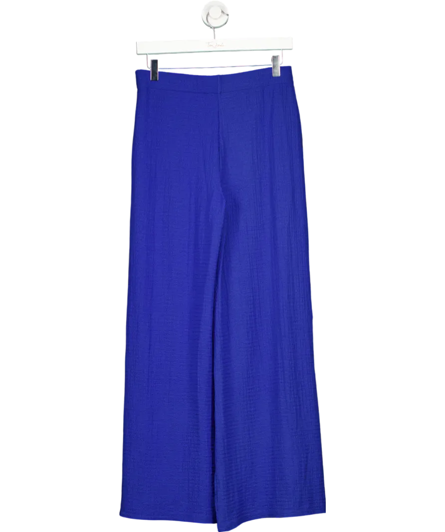 MANGO Blue Flowy Straight Fit Trousers UK M