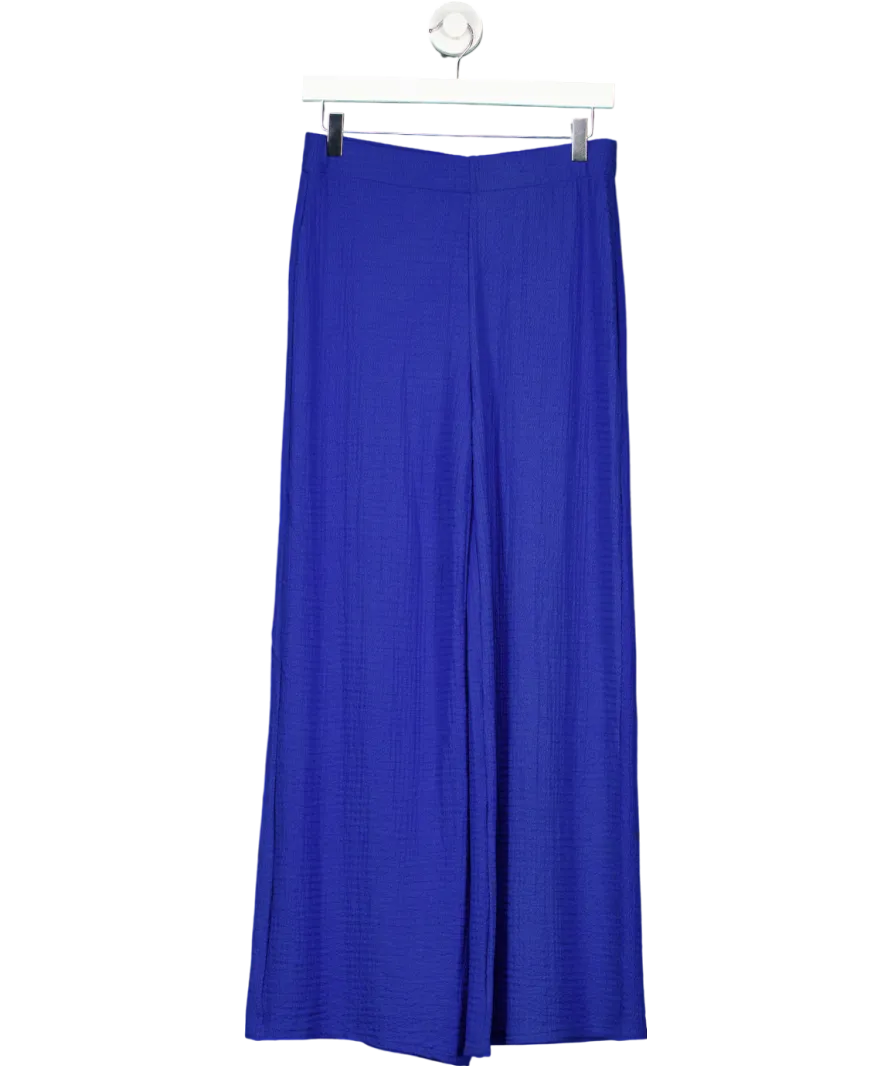 MANGO Blue Flowy Straight Fit Trousers UK M