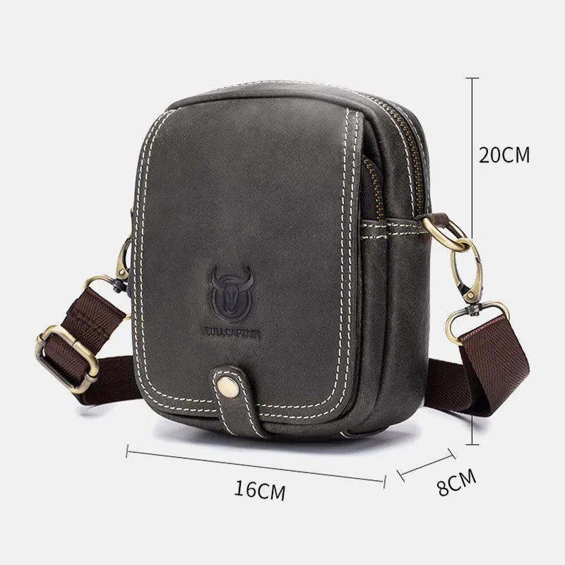 Men Genuine Leather Multi-Layers Casual Crossbody Bag Shoulder