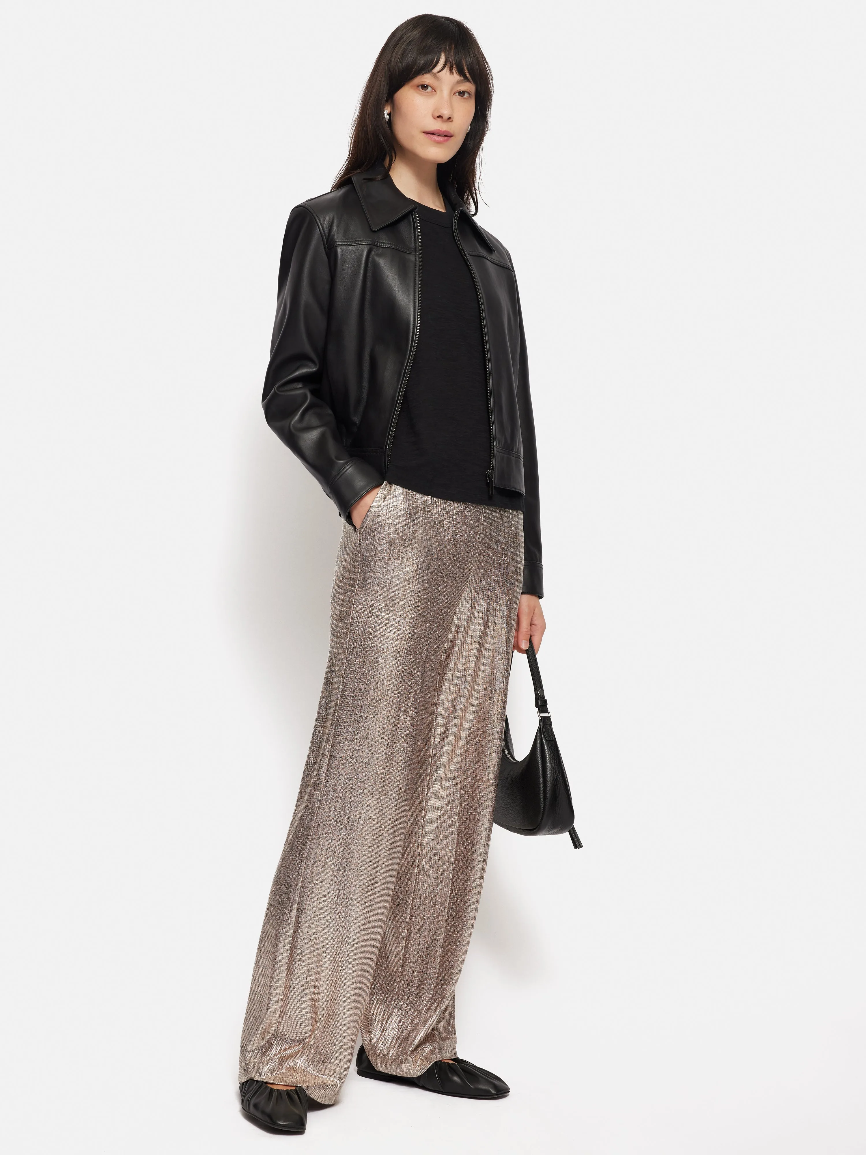 Metallic Flowing Trousers | Gold