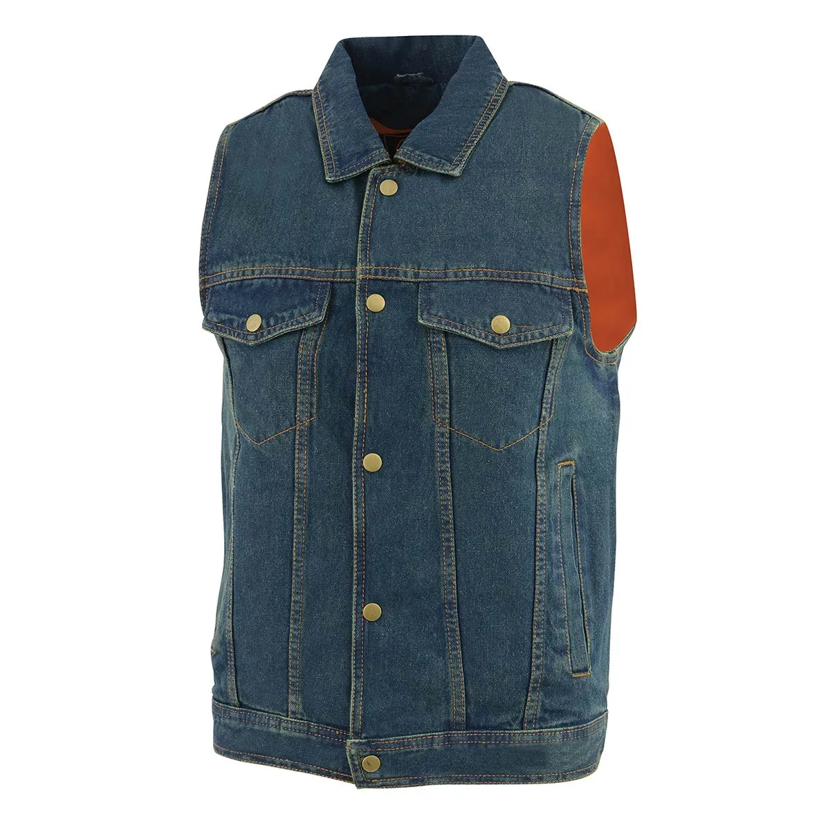 Milwaukee Leather DM1331 Men's Blue Denim Motorcycle Biker Riders Vest